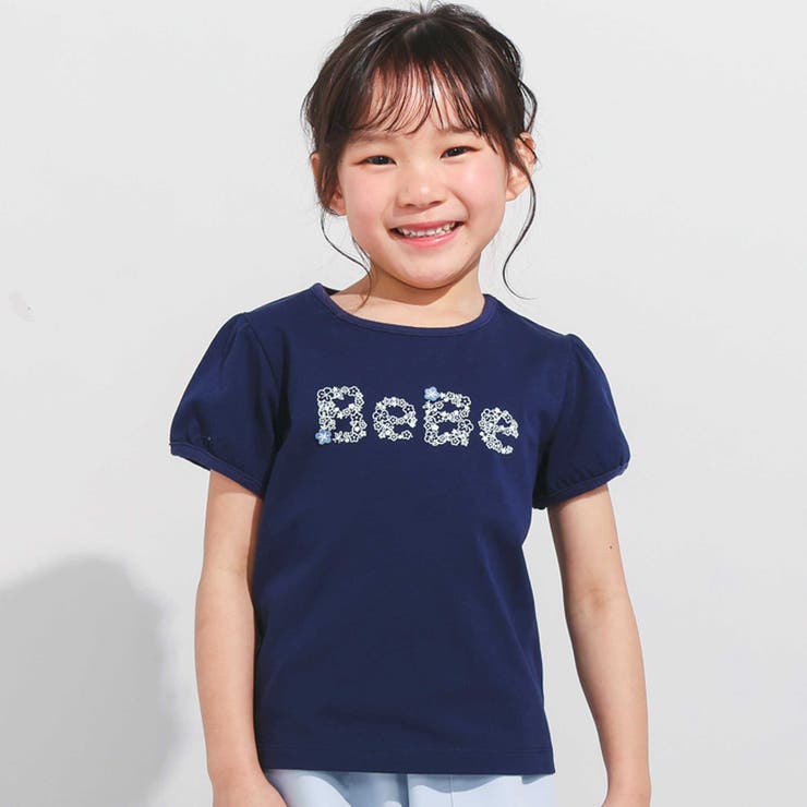 【WEB限定】発泡プリントお花ロゴ天竺半袖Tシャツ(100~140cm) | BeBe | 詳細画像1 