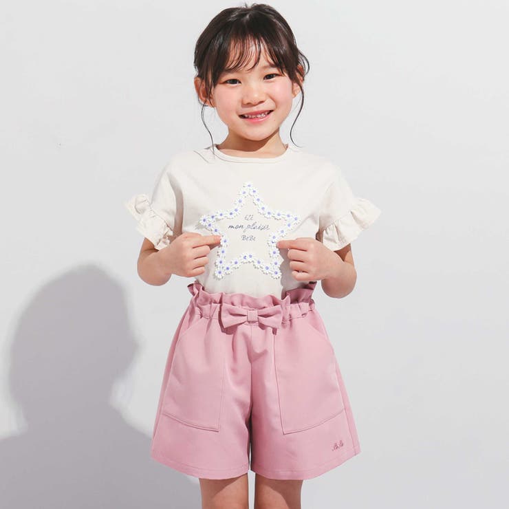 【WEB限定】お花レース星フリル天竺半袖Tシャツ(100~140cm) | BeBe | 詳細画像5 