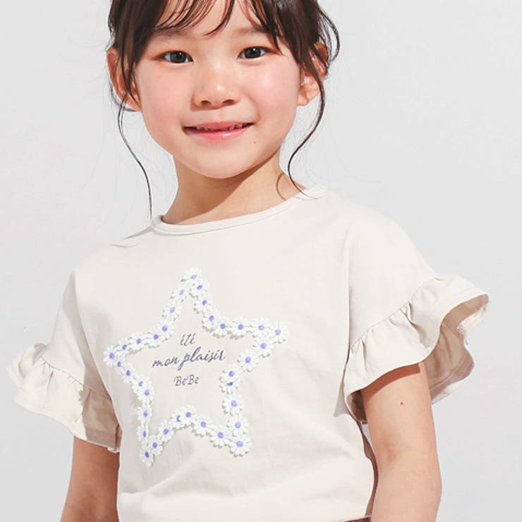 【WEB限定】お花レース星フリル天竺半袖Tシャツ(100~140cm) | BeBe | 詳細画像6 