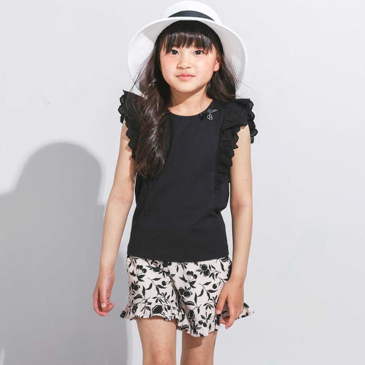 肩フリルレース天竺ノースリーブTシャツ(90~150cm) | BeBe | 詳細画像5 