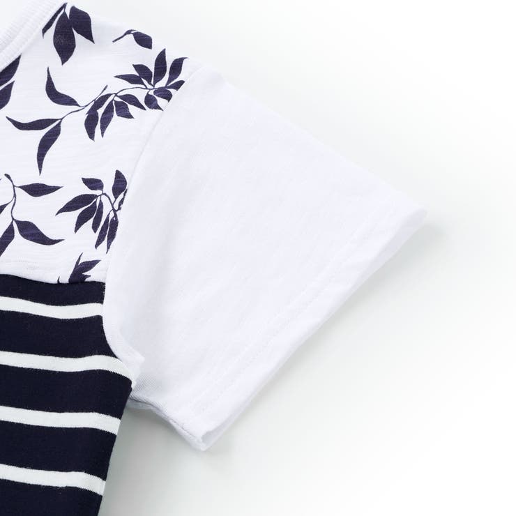 リーフ柄ボーダー切り替え天竺半袖Tシャツ(90~150cm) | BeBe | 詳細画像13 