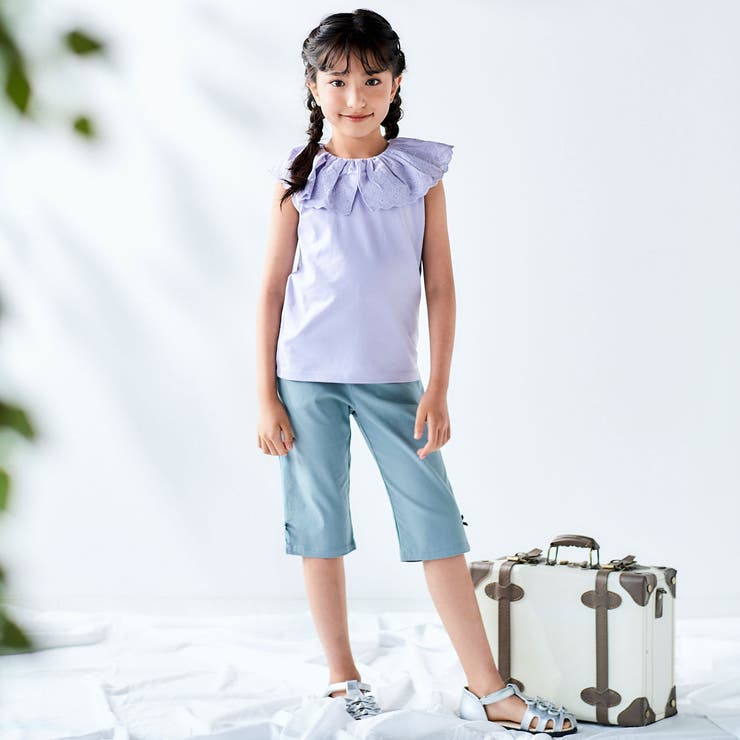 スカラップレースフリルカラー天竺ノースリーブTシャツ(90~150cm) | BeBe | 詳細画像3 