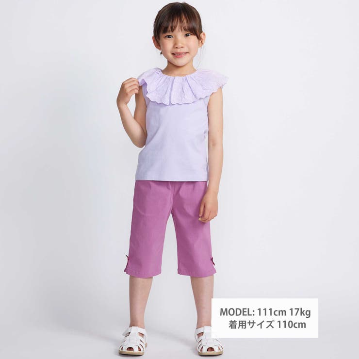 スカラップレースフリルカラー天竺ノースリーブTシャツ(90~150cm) | BeBe | 詳細画像5 