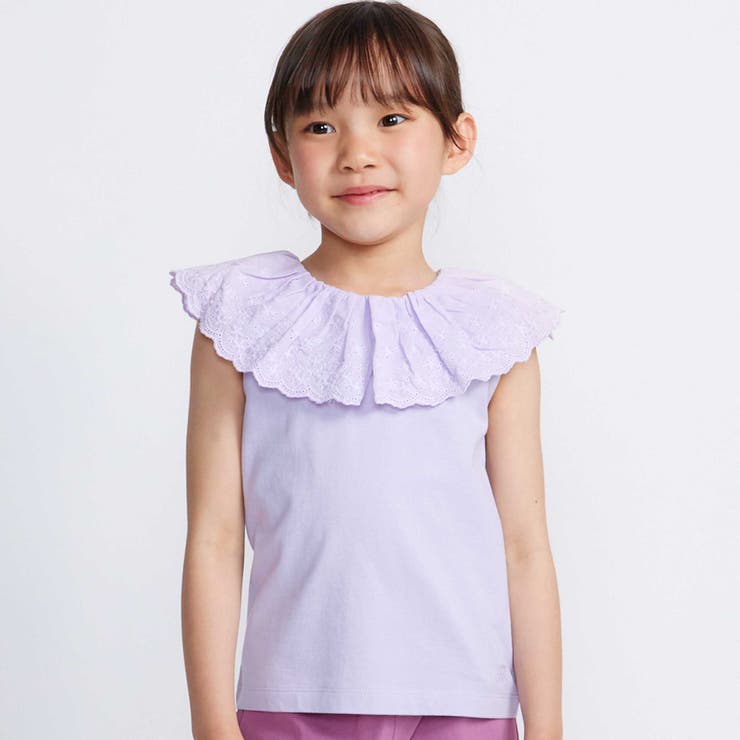 スカラップレースフリルカラー天竺ノースリーブTシャツ(90~150cm) | BeBe | 詳細画像7 