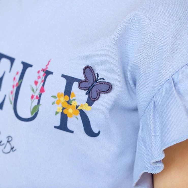 ちょうちょモチーフFLEURロゴ天竺フリル袖Tシャツ(90~160cm) | BeBe | 詳細画像8 