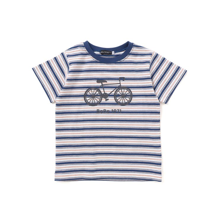自転車プリントマルチボーダー天竺半袖Tシャツ(90~160cm) | BeBe | 詳細画像7 