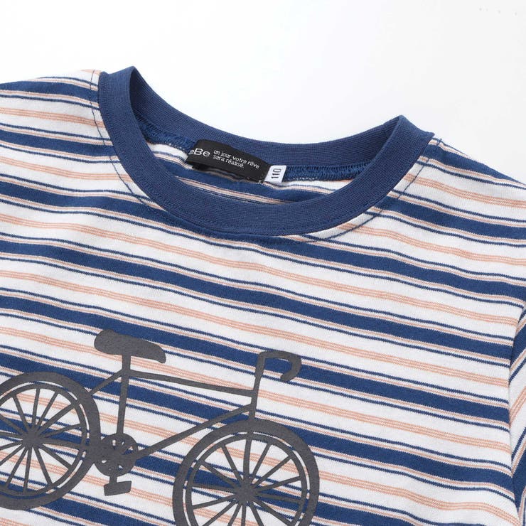 自転車プリントマルチボーダー天竺半袖Tシャツ(90~160cm) | BeBe | 詳細画像9 