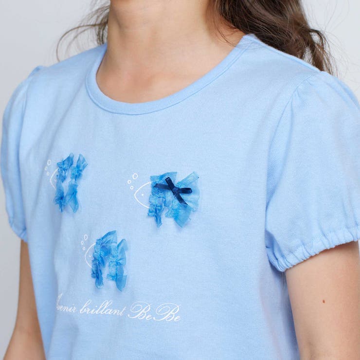 【 速乾 】フリルおさかなモチーフ天竺パフスリーブTシャツ(90~150cm) | BeBe | 詳細画像5 