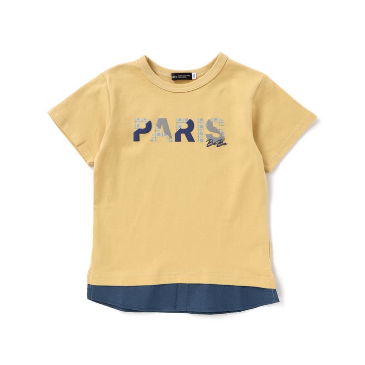 PARISチェックロゴレイヤード風天竺半袖Tシャツ(90~150cm) | BeBe | 詳細画像5 