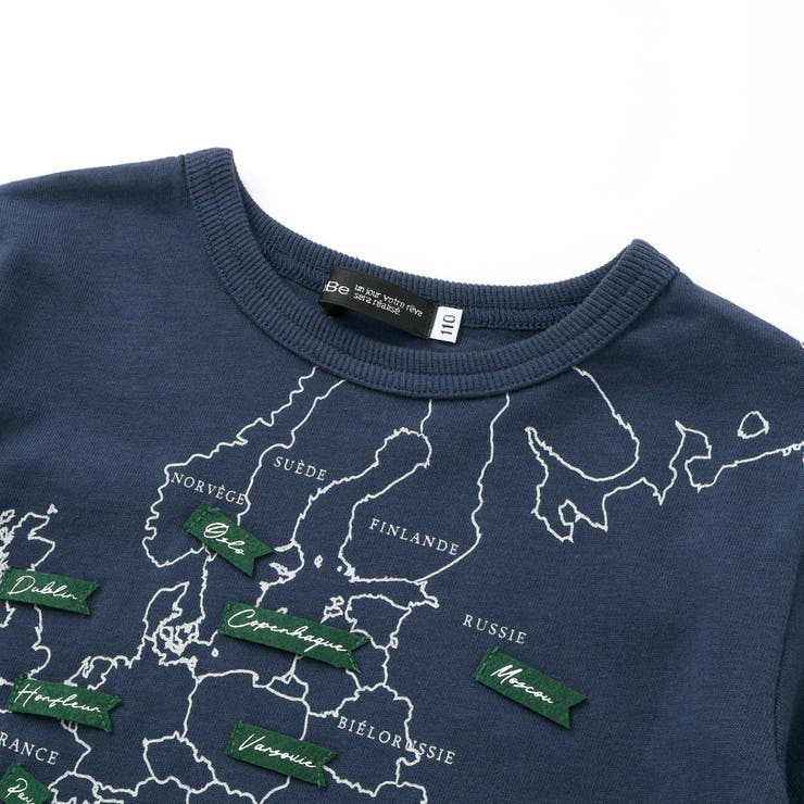 【抗菌・防臭】MAP＆FLAG袖リブ天竺長袖Tシャツ(90~150cm) | BeBe | 詳細画像11 