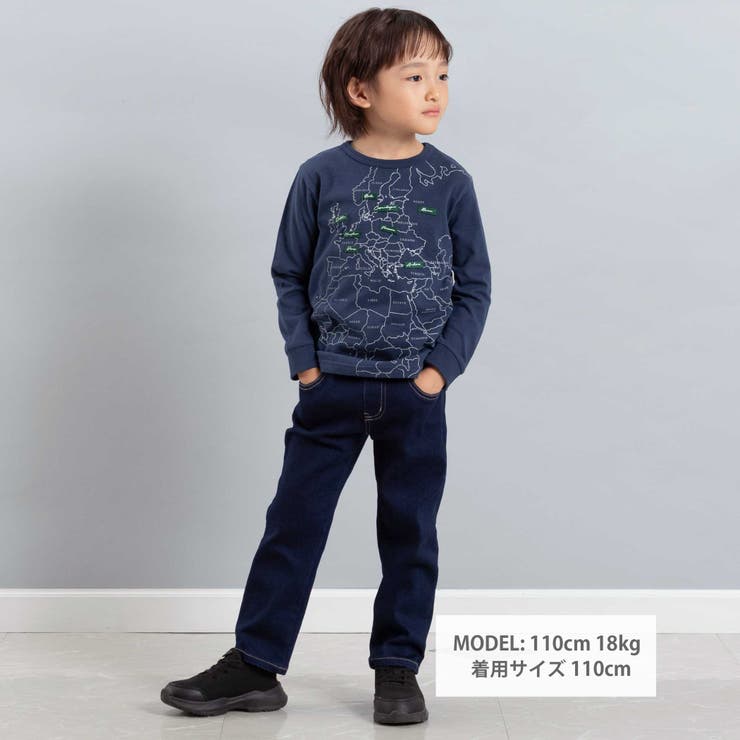 【抗菌・防臭】MAP＆FLAG袖リブ天竺長袖Tシャツ(90~150cm) | BeBe | 詳細画像2 