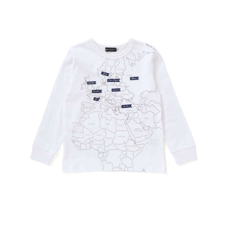 【抗菌・防臭】MAP＆FLAG袖リブ天竺長袖Tシャツ(90~150cm) | BeBe | 詳細画像7 