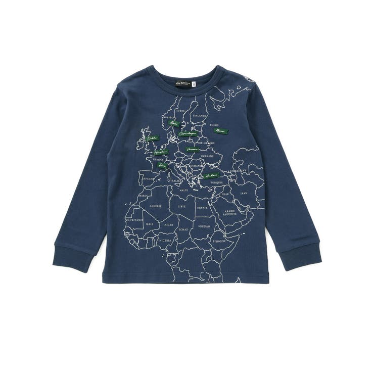 【抗菌・防臭】MAP＆FLAG袖リブ天竺長袖Tシャツ(90~150cm) | BeBe | 詳細画像9 