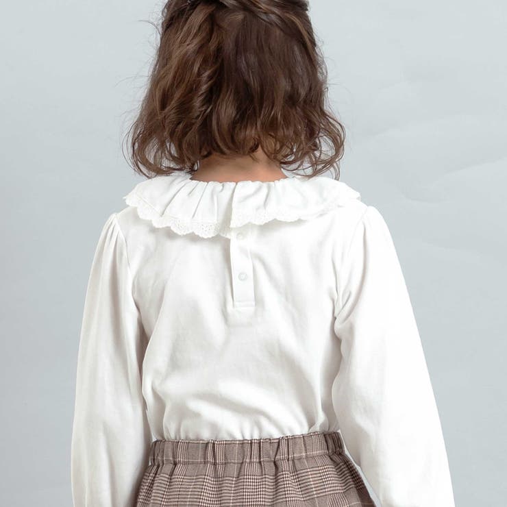 レースフリルカラース長袖Tシャツ(90~150cm) | BeBe | 詳細画像4 