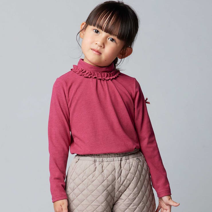 ピンク | 【日本製】ミップスウェードフリルハイネックTシャツ(80~150cm) | BeBe