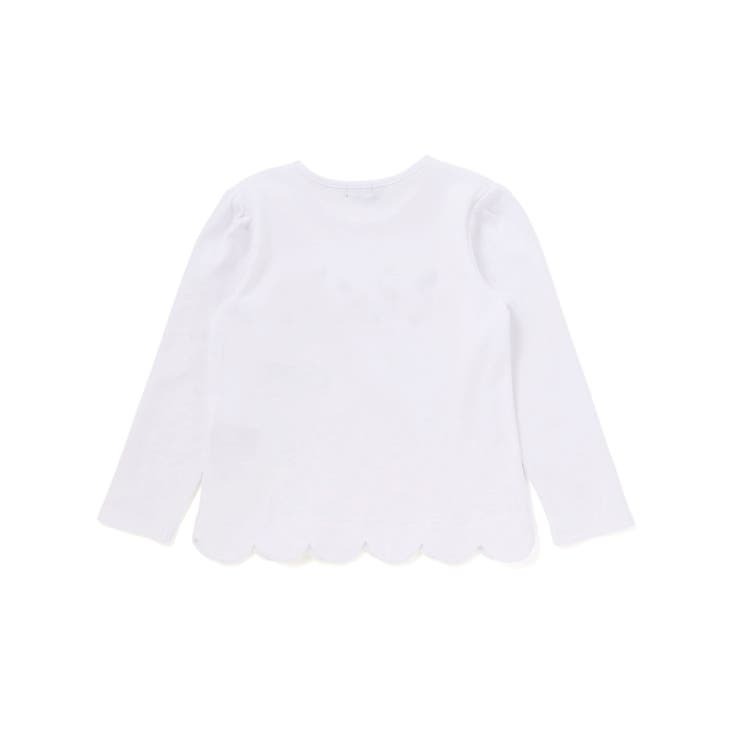フラワーロゴ刺しゅうスカラップスムース長袖Tシャツ(90~150cm) | BeBe | 詳細画像2 