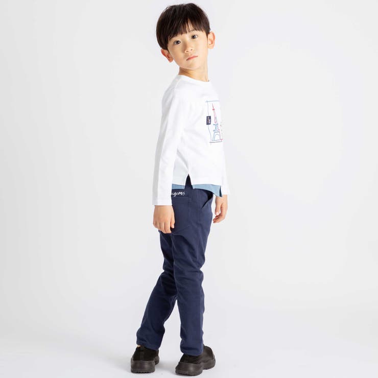 エッフェル塔プリントレイヤード風スムース長袖Tシャツ(90~150cm) | BeBe | 詳細画像3 