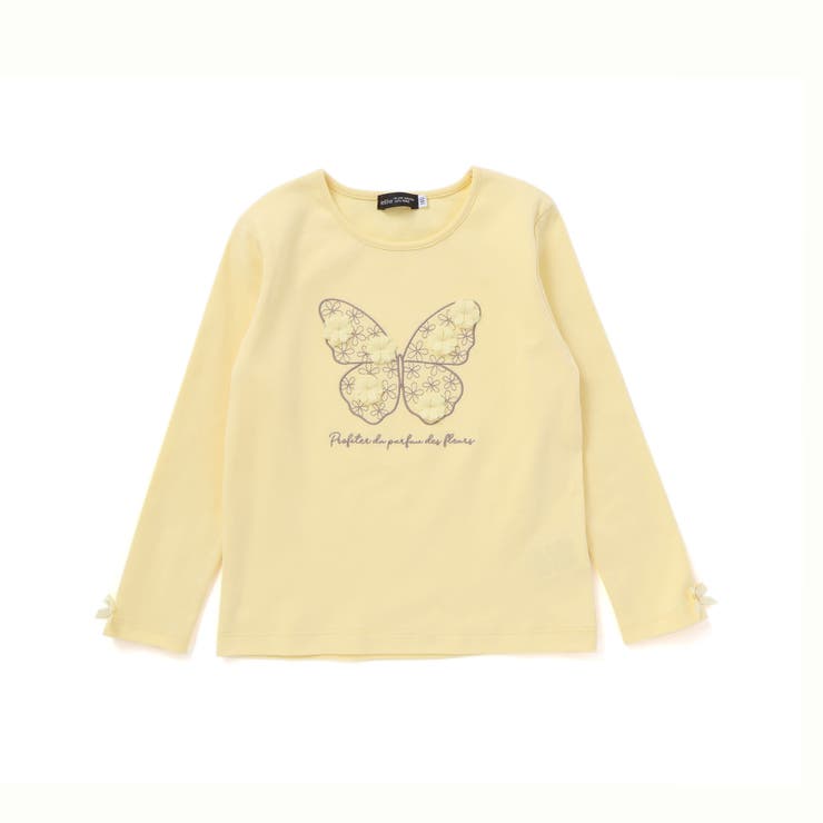フラワーモチーフちょうちょ刺しゅうスムース長袖Tシャツ(80~150cm) | BeBe | 詳細画像9 