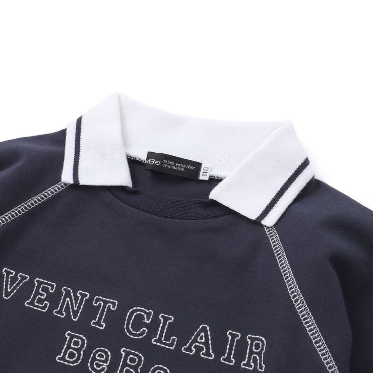 ラグラン編み立て襟付きロゴ刺しゅう長袖Tシャツ(90~150cm) | BeBe | 詳細画像10 