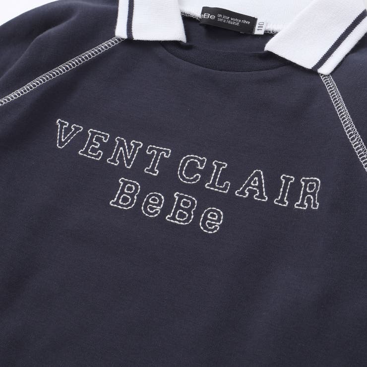 ラグラン編み立て襟付きロゴ刺しゅう長袖Tシャツ(90~150cm) | BeBe | 詳細画像11 