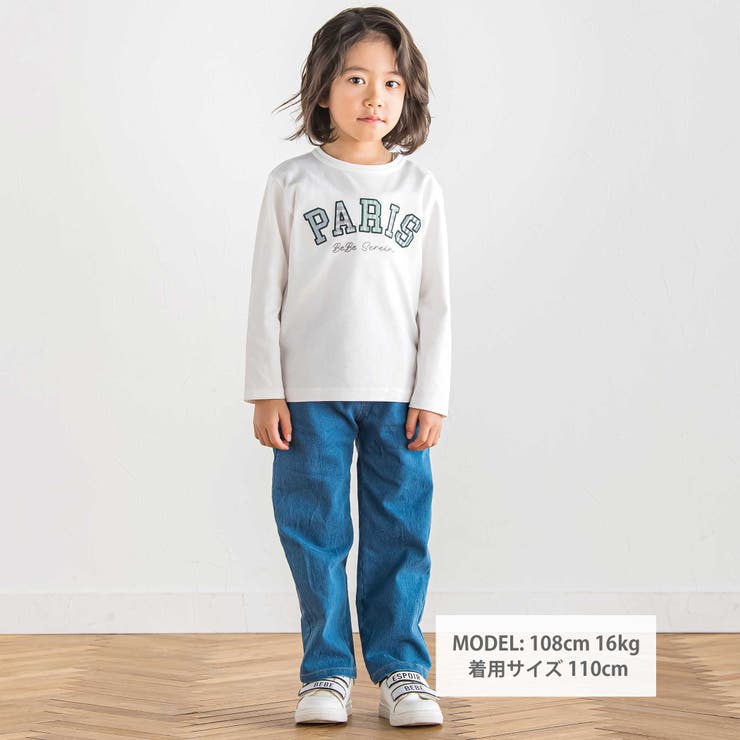 チェックスムース切り替えパッチロゴ長袖Tシャツ(90~160cm) | BeBe | 詳細画像2 
