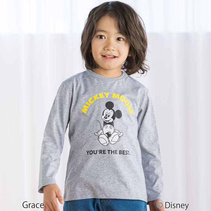 グレー | 【Disney(ディズニー)】プリント天竺長袖Tシャツ(90~130cm) | BeBe
