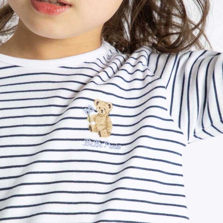 【抗菌防臭 UVカット】裾スカラップくま刺しゅう天竺長袖Tシャツ(90~130c… | BeBe | 詳細画像4 