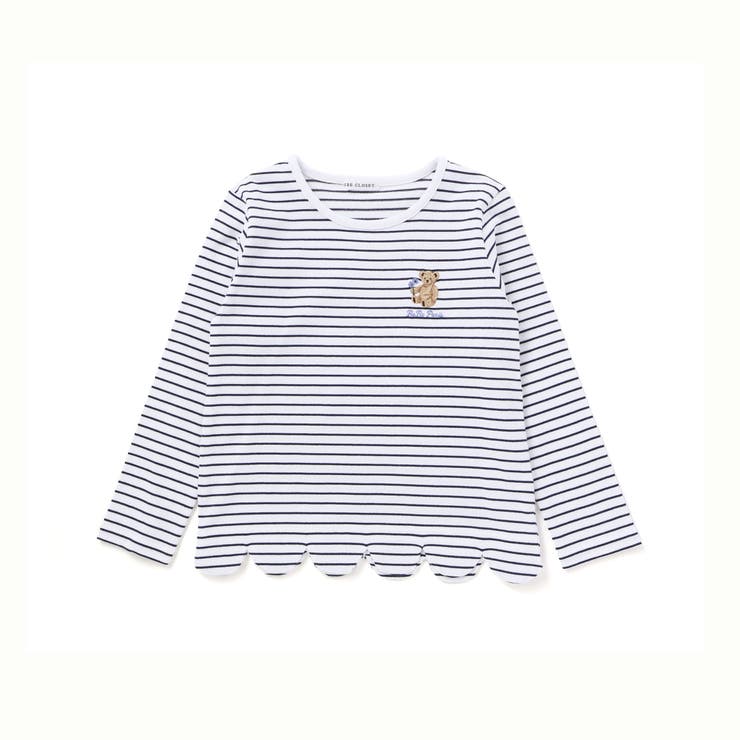 【抗菌防臭 UVカット】裾スカラップくま刺しゅう天竺長袖Tシャツ(90~130c… | BeBe | 詳細画像5 