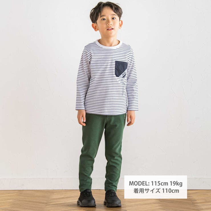 【抗菌防臭 UVカット】タフタポケットロゴプリント天竺長袖Tシャツ(90~130… | BeBe | 詳細画像2 