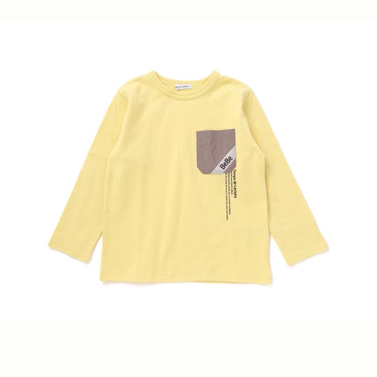 イエロー | 【抗菌防臭 UVカット】タフタポケットロゴプリント天竺長袖Tシャツ(90~130… | BeBe