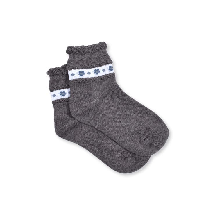 フラワー ジャガード ライン クルー ソックス (11~24cm) | BeBe | 詳細画像2 