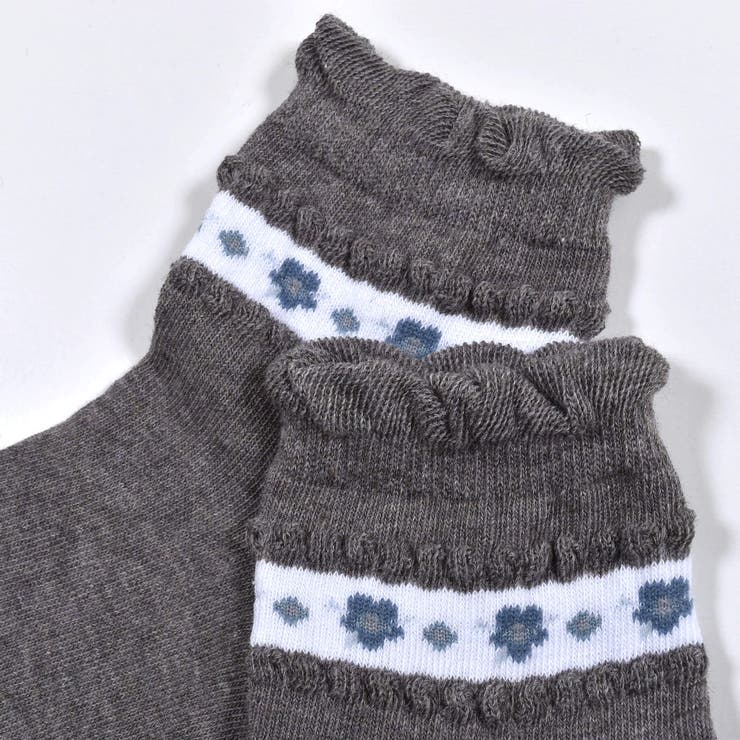 フラワー ジャガード ライン クルー ソックス (11~24cm) | BeBe | 詳細画像3 