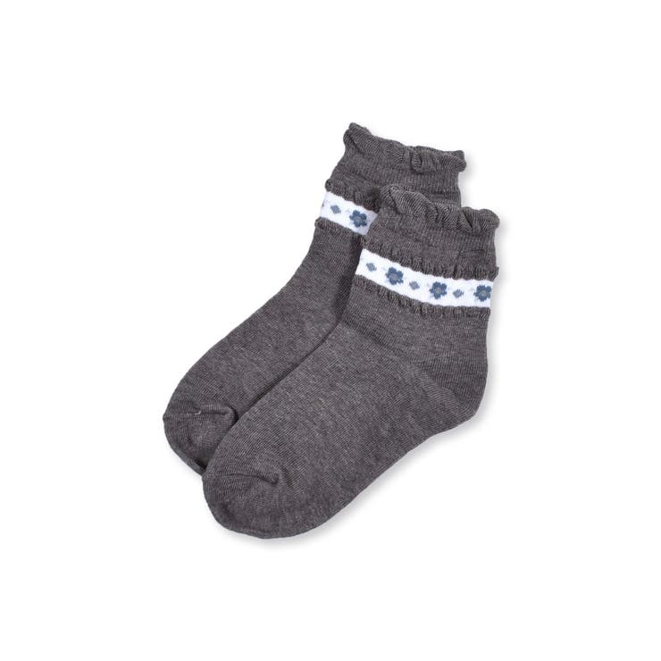グレー | フラワー ジャガード ライン クルー ソックス (11~24cm) | BeBe
