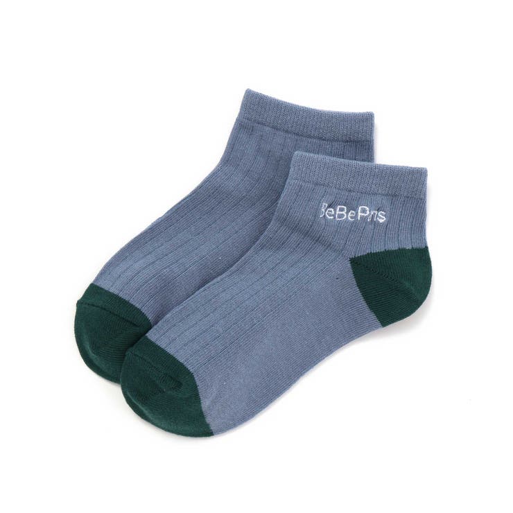 配色ロゴクルーリブソックス(11~24cm) | BeBe | 詳細画像1 