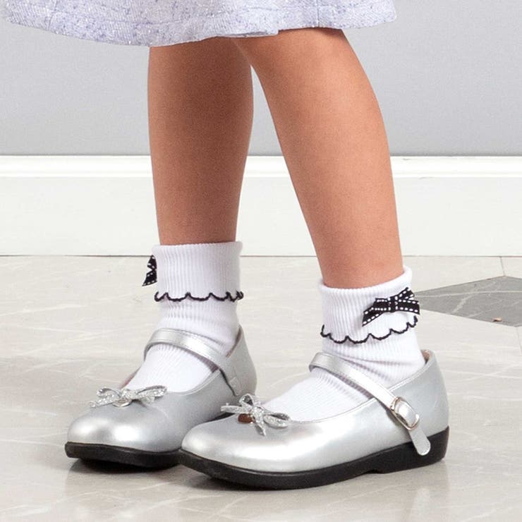 リボンポイントスカラップ折り返しソックス(11~24cm) | BeBe | 詳細画像2 