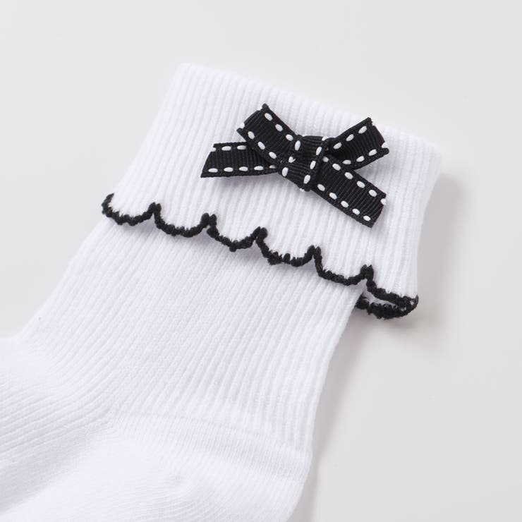 リボンポイントスカラップ折り返しソックス(11~24cm) | BeBe | 詳細画像3 