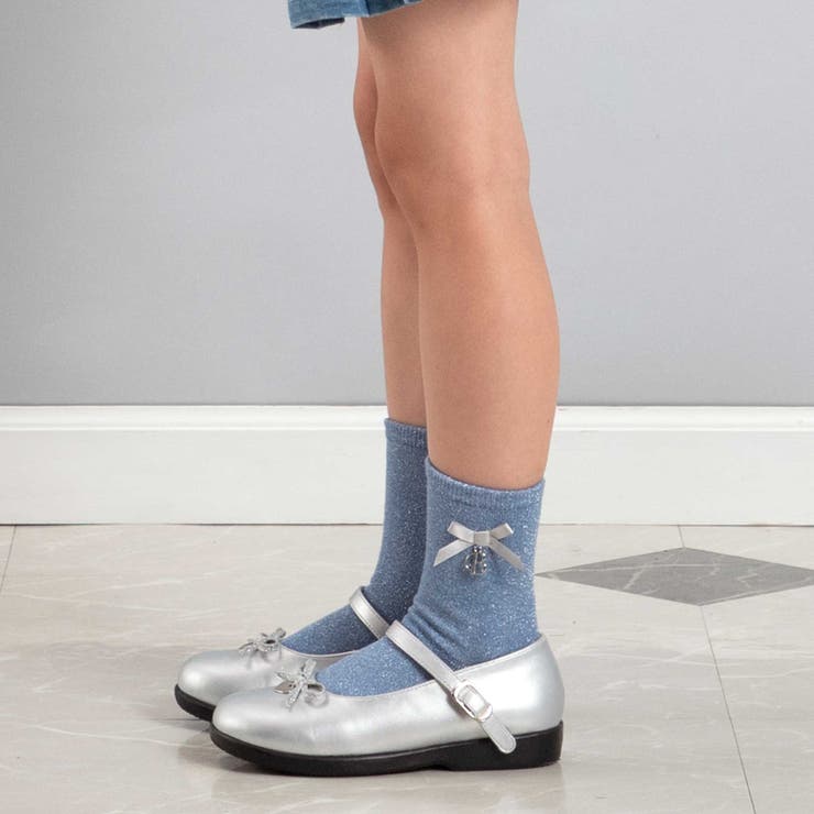 チャーム付きリボンラメクルーソックス(11~24cm) | BeBe | 詳細画像2 