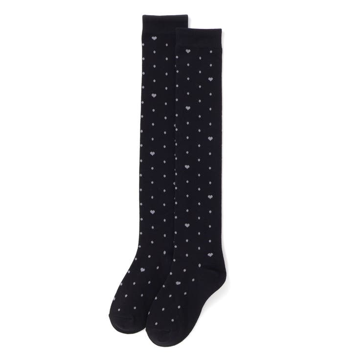 ブラック系 | ハートドットニーハイソックス(15~24cm) | BeBe