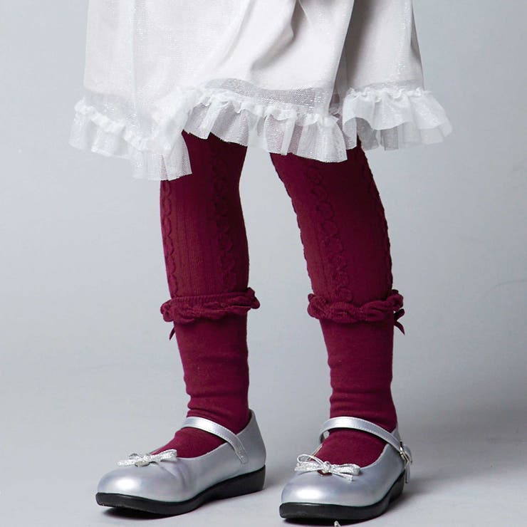 ケーブル編みレギンス+フリルクルーソックスセット(80~140cm) | BeBe | 詳細画像1 