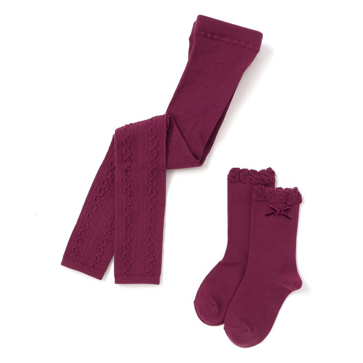 ケーブル編みレギンス+フリルクルーソックスセット(80~140cm) | BeBe | 詳細画像2 