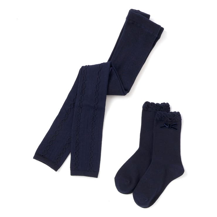 ケーブル編みレギンス+フリルクルーソックスセット(80~140cm) | BeBe | 詳細画像3 