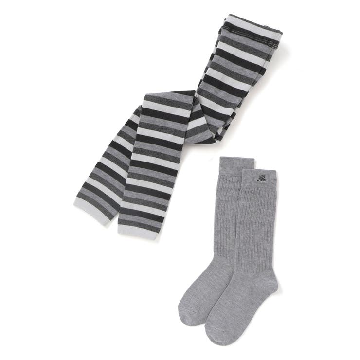 マルチボーダーレギンス+ショートルーズソックスセット(80~140cm) | BeBe | 詳細画像2 