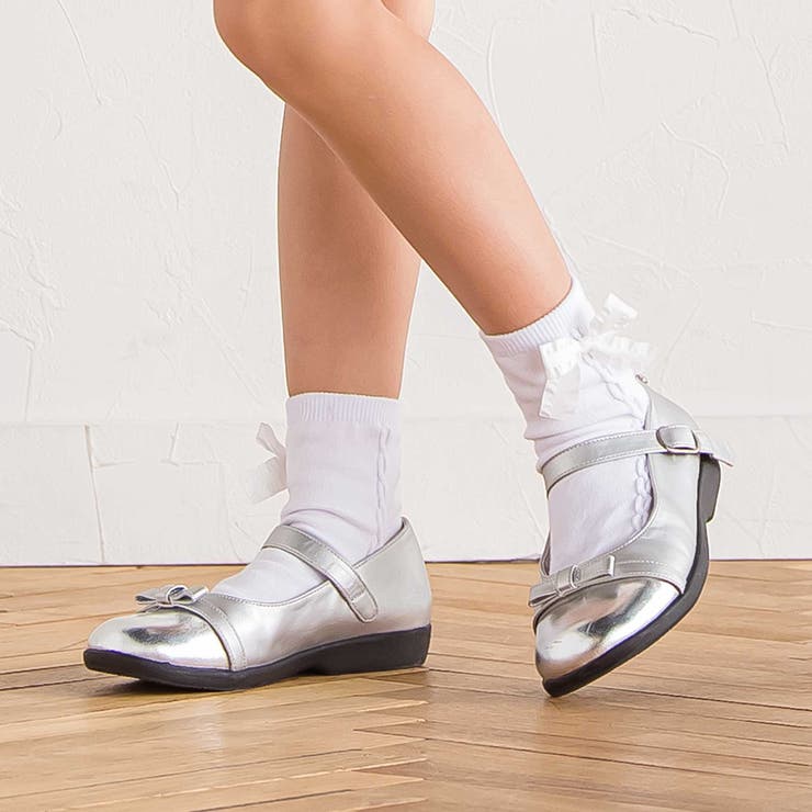 リボンモチーフケーブルラインクルーソックス(11~24cm) | BeBe | 詳細画像2 