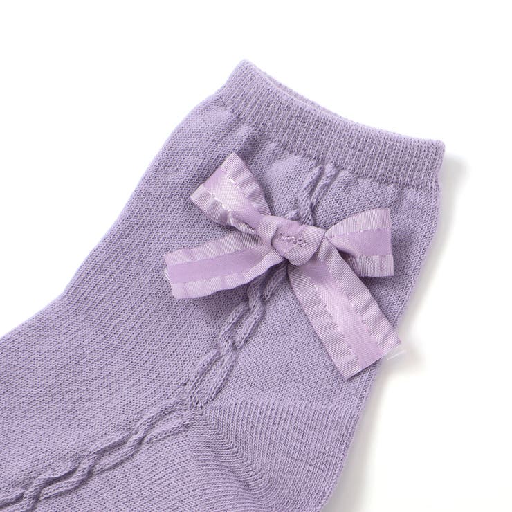 リボンモチーフケーブルラインクルーソックス(11~24cm) | BeBe | 詳細画像5 