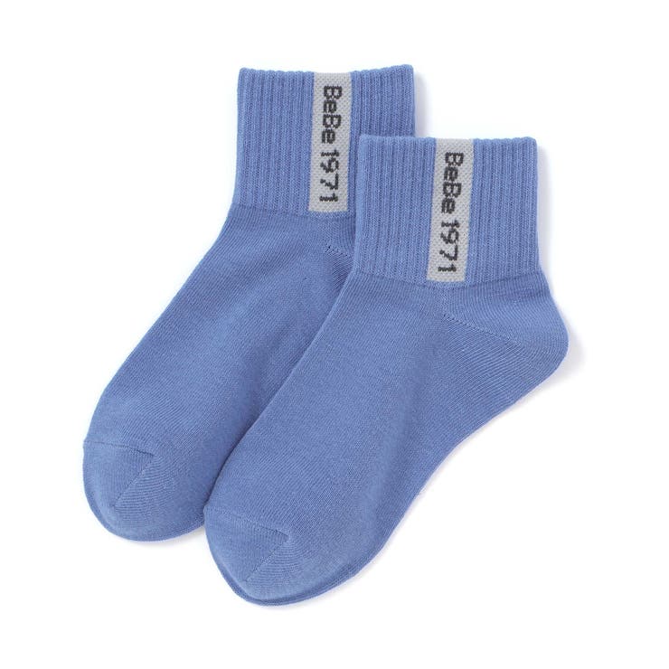 ブルー | ネーム風配色ロゴクルーソックス(11~24cm) | BeBe