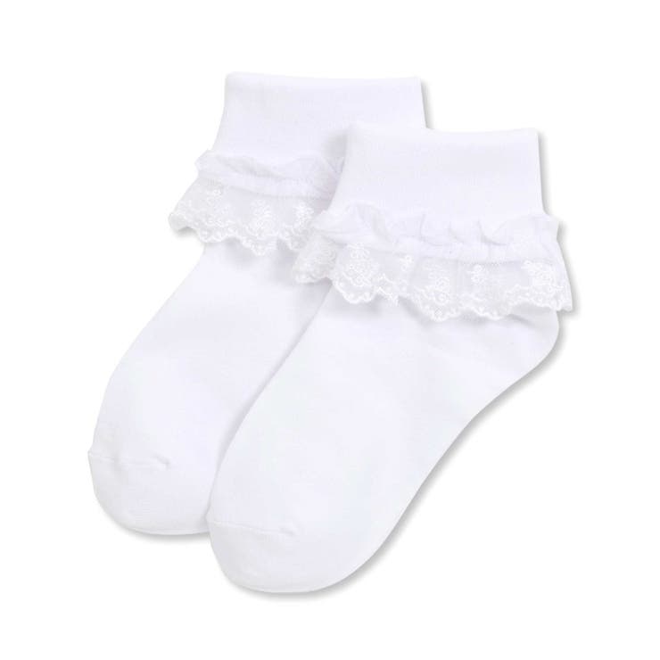 ホワイト | レース付き折り返しショートソックス(11~24cm) | BeBe