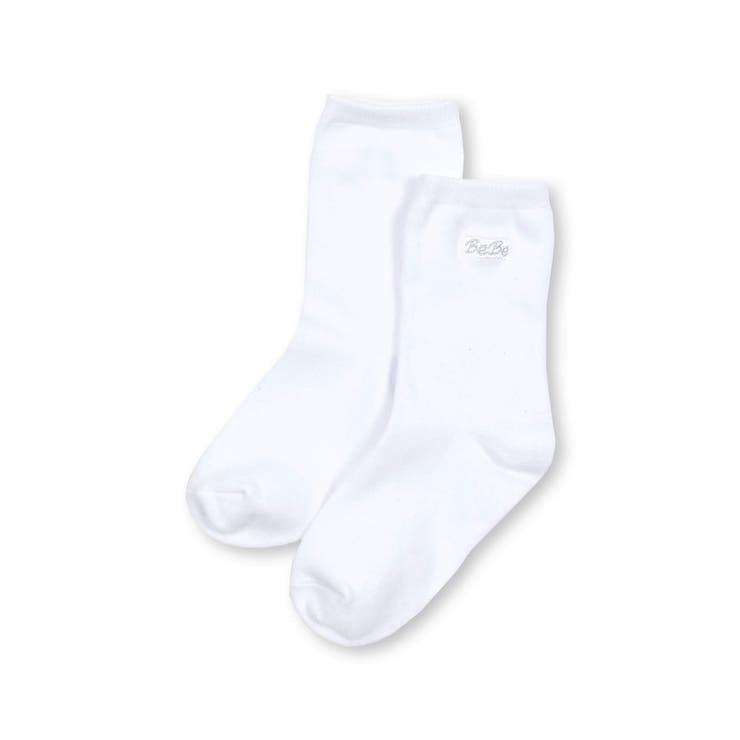 ホワイト | ロゴ入りクルーソックス(11~24cm) | BeBe