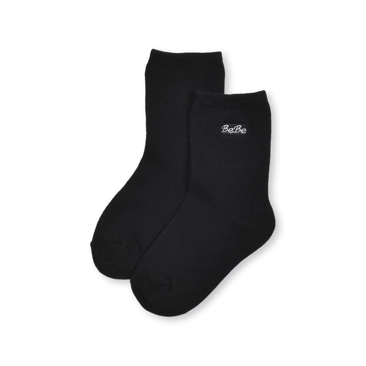 ブラック | ロゴ入りクルーソックス(11~24cm) | BeBe