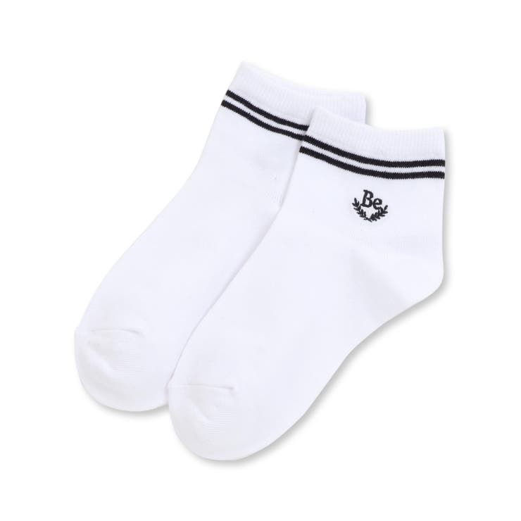 刺しゅう入りラインクルーソックス(11~24cm) | BeBe | 詳細画像1 