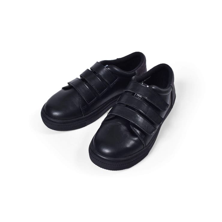 ブラック | レザー調ベルクロスニーカー (16~21cm) | BeBe